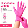 200pcs Pink Disposable Nitrile Gloves, Suitable for Cleaning, Maintenance, Custodial/Janitorial
