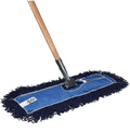 24" Premium Nylon Dust Mop with Wood Handle - Heavy Duty Mop Head for Industrial, Commercial, and Residential Cleaning - Dry Floor Duster for Hardwood Surfaces and Commercial - Blue