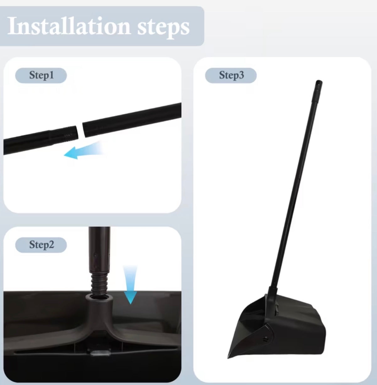 Heavy Duty Dustpan for Hard Floor, Long Handled UprightRotatable Foldable Dust Pan, for Home Kitchen Living Room Bedroom, Precision Edge & Hanging Hook, Durable Efficient Fast Cleaning