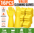 16pcs Heavy-Duty Dishwashing Gloves, Reusable Non-Slip Waterproof Cleaning Gloves for Kitchen, Bathroom, Dishwashing & Household Surface Cleaning, Flexible and Durable