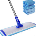 18" Professional Microfiber Flat Mop Cleaning System Stainless Steel 2 Reusable Washable Mop Pads for Hardwood Easy Swivel