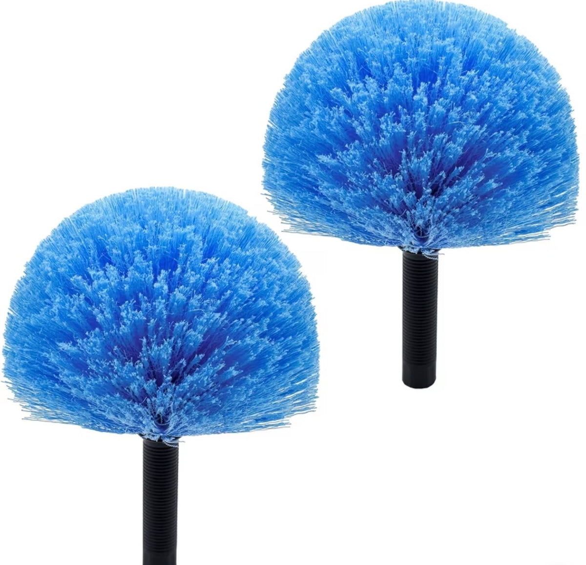2pcs Cobweb Duster Head Brush-Twist-On Spider Web Brush for Outdoor & Indoor Web Cleaning, Fits Standard 3/4 Inch Threaded Poles, Reusable Brush Heads for Cleaning