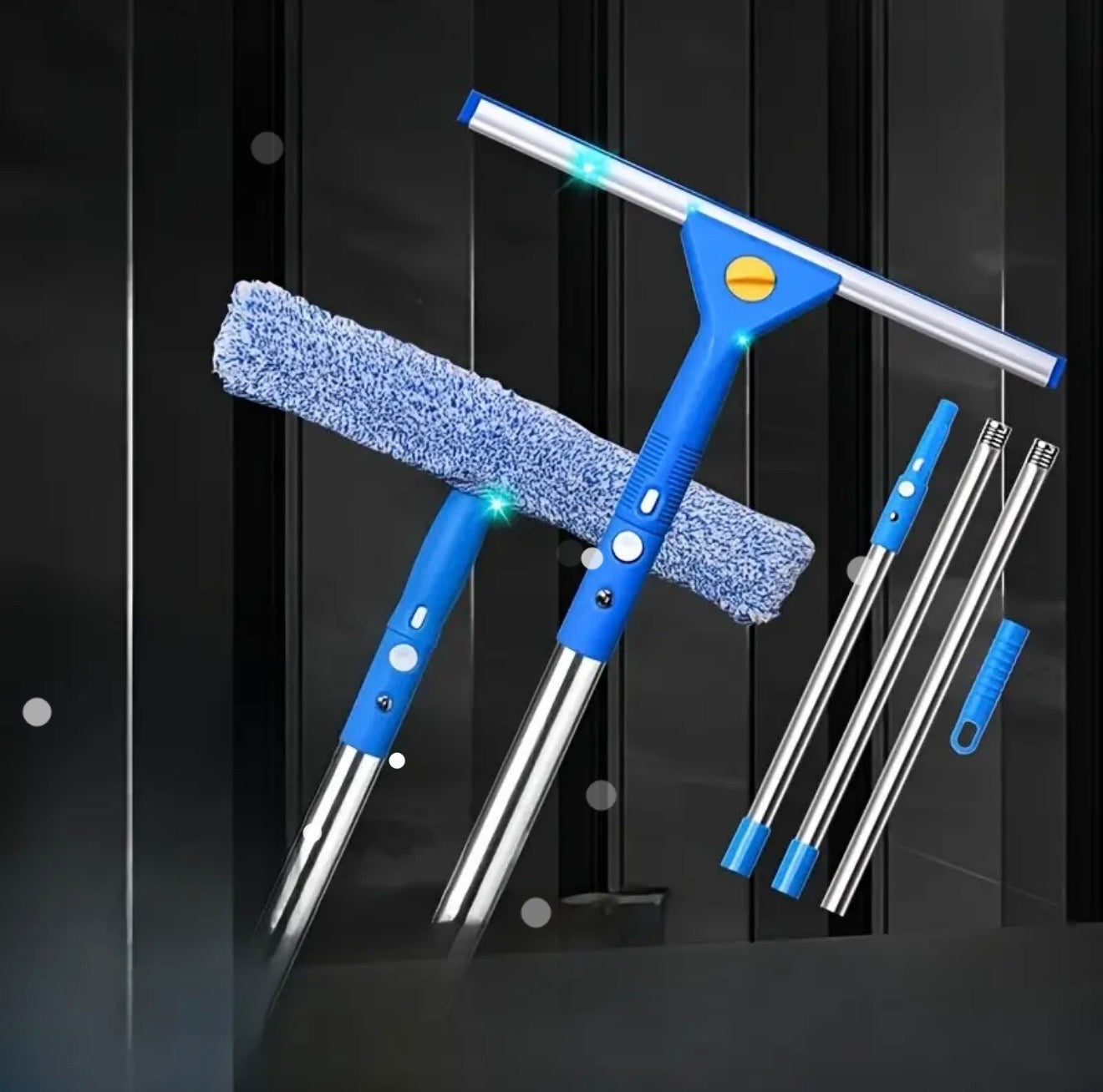 Window Squeegee, Professional Window Cleaning Tool Kit, with Squeegee and Scrubber