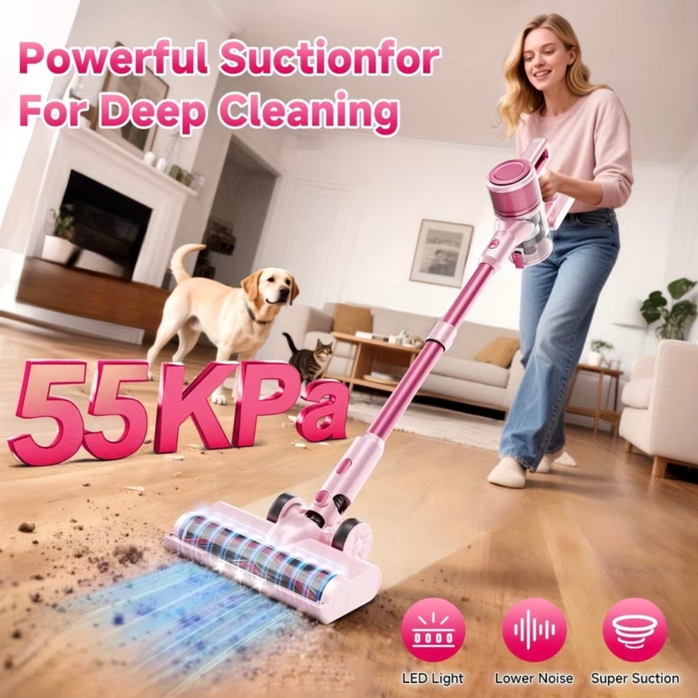 Single-Unit, Wireless 55Kpa Powerful Stick Vacuum, Lightweight Household Cleaner, Home Essential for Housekeeping, Wireless Vacuum for Hardwood Carpet/Floor/Pet Hair