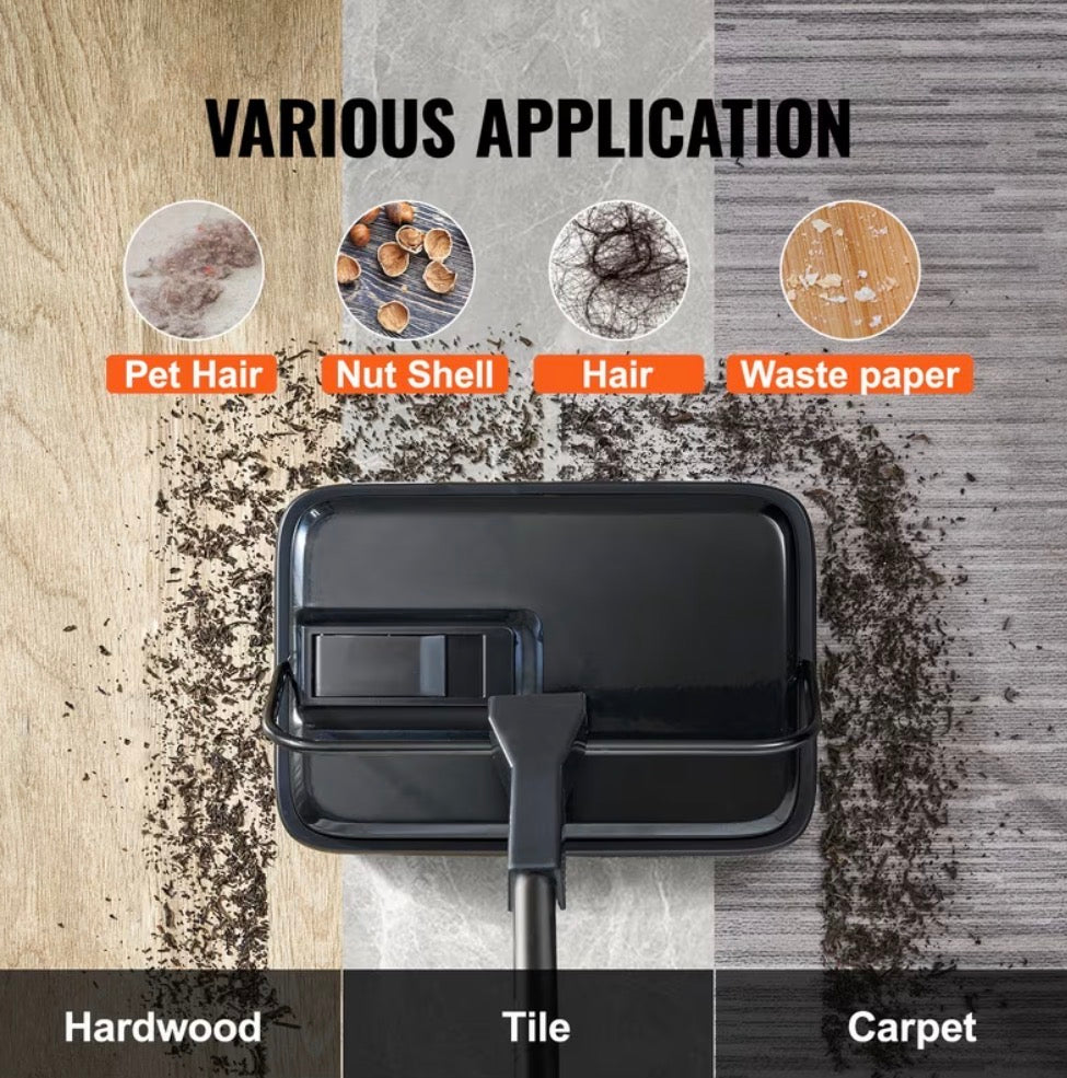 VEVOR Carpet Sweeper, 7.87 in Sweeping Paths, Floor Sweeper Manual Non Electric, 300 ml Dustbin Capacity with Comb for Home Office Rugs Hardwood Surfaces Wood Floors Laminate, Cleans Dust Pet Hair