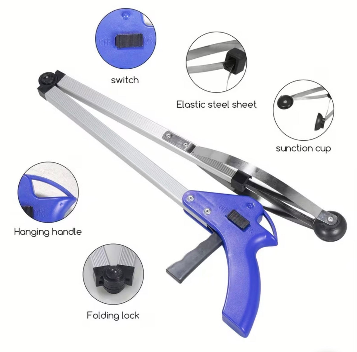 2 Pack Garbage Picking Tool 81cm/ 32Inch Long Hand Picker Aluminum Alloy Trash Grabber Reacher Easy Pick-Up and Trash Retrieval for Picking up Objects