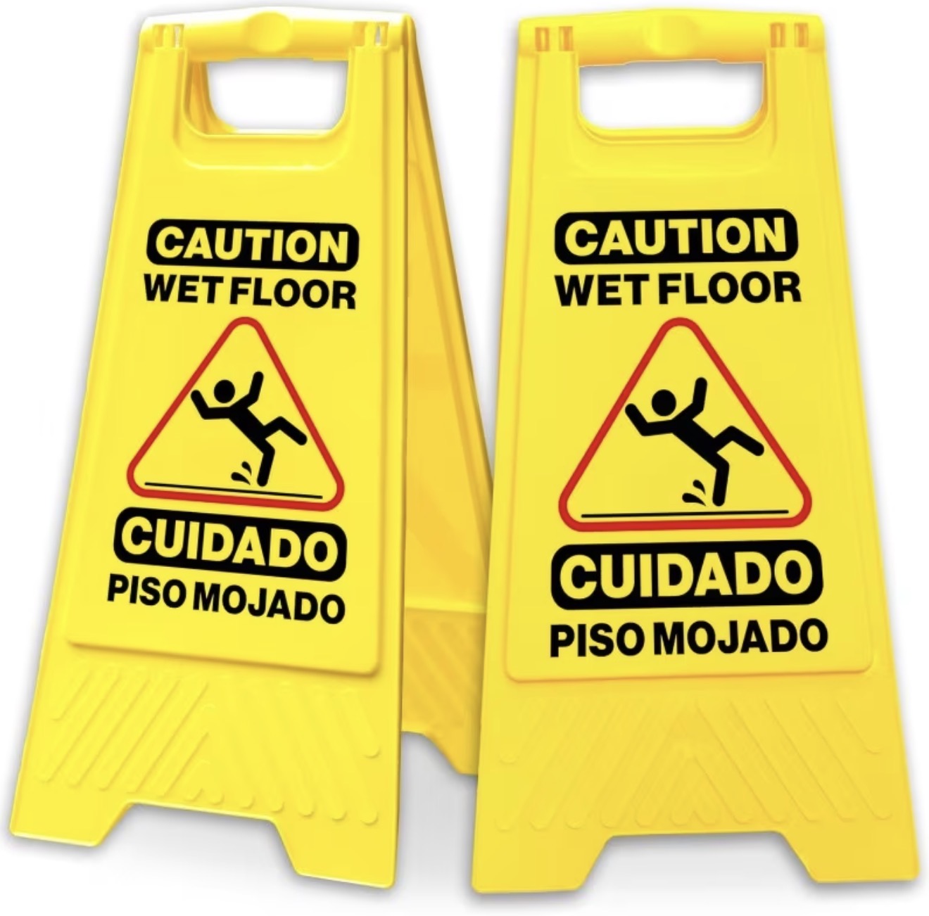2 Pack Caution Wet Floor Sign, 17.5 inches or 2 pack 24” Inch Folding A Frame Sign, Bright Yellow Double Sided Bilingual Warning Signs for Indoor and Commercial Use