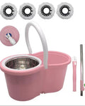 Mop and Bucket Set, 360° Spin Mop and Bucket with Wringer Set and Microfiber Mop Refills, Stainless Steel, Extended Handle Spinning Mop Bucket System for Floor Cleaning