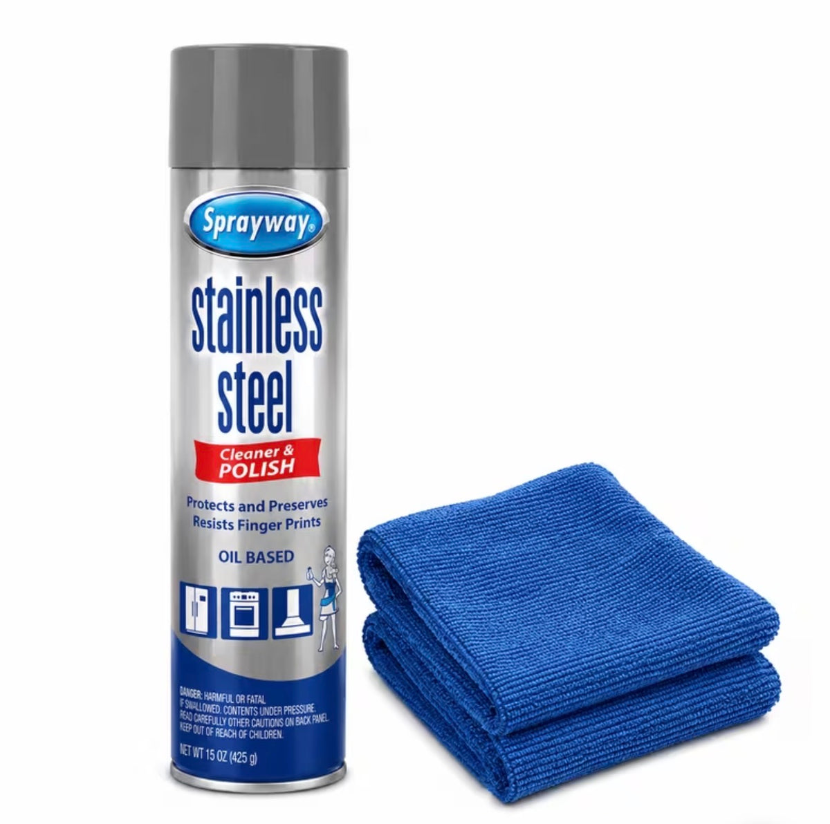 Sprayway Water-Based Stainless Steel Cleaner, 15 oz. [Pack of 2 bundle]