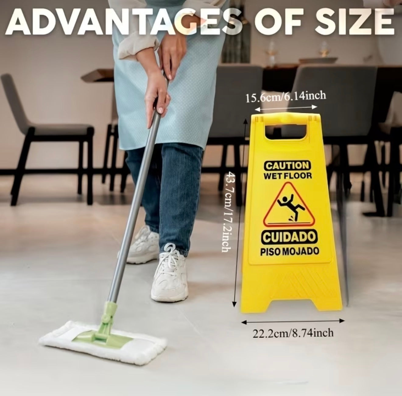 2 Pack Caution Wet Floor Sign, 17.5 inches or 2 pack 24” Inch Folding A Frame Sign, Bright Yellow Double Sided Bilingual Warning Signs for Indoor and Commercial Use