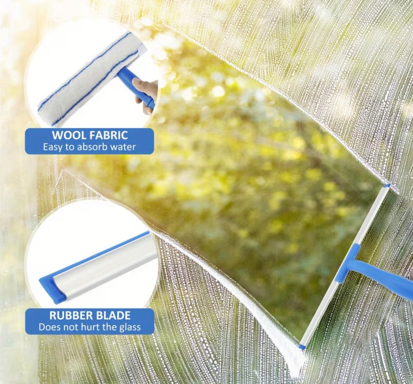 Window Squeegee, Professional Window Cleaning Tool Kit, with Squeegee and Scrubber