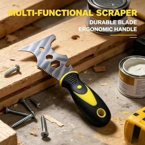 15-in-1 Multitool Paint/Gum Scraper with Serrated Edges, Ergonomic Handle & Durable Metal Polished Blade