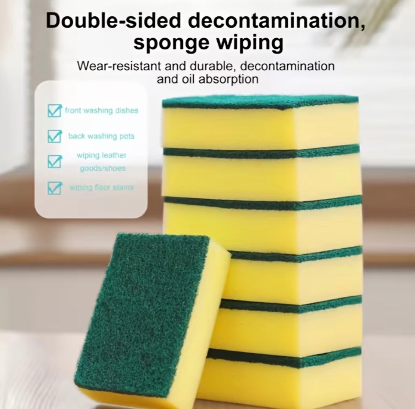 50pcs Multi-Purpose Cleaning Sponges - Non-Stick, Oil Resistant Dual-Sided Cleaning