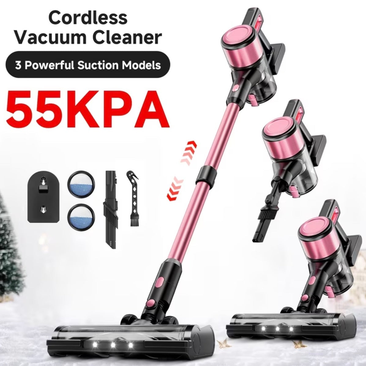 Single-Unit, Wireless 55Kpa Powerful Stick Vacuum, Lightweight Household Cleaner, Home Essential for Housekeeping, Wireless Vacuum for Hardwood Carpet/Floor/Pet Hair