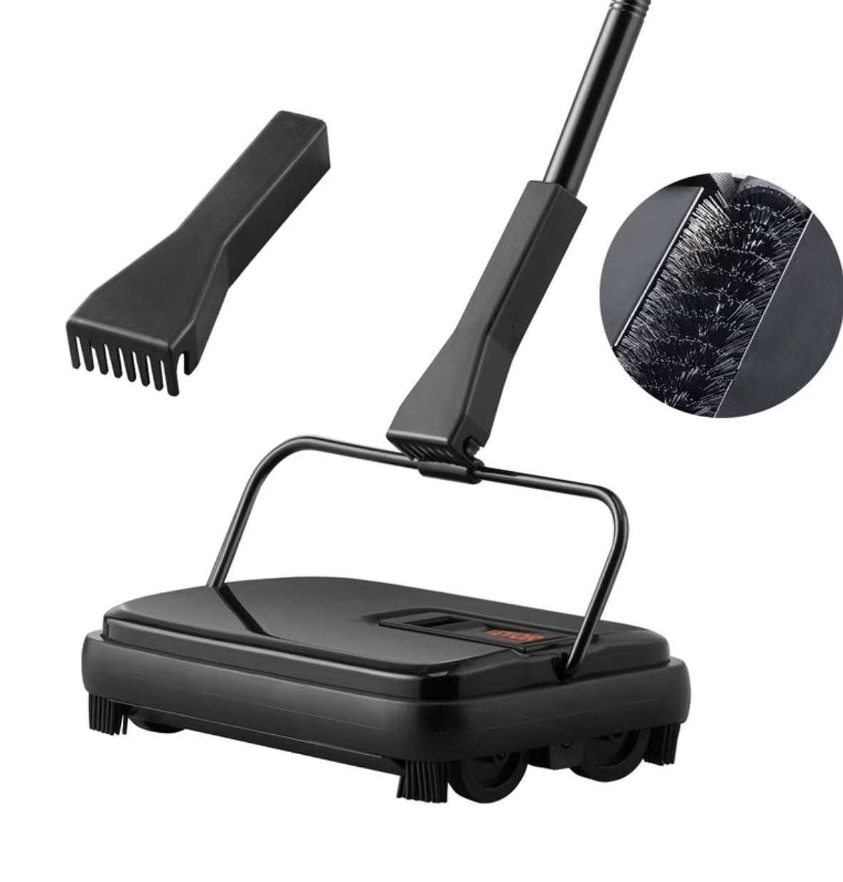 VEVOR Carpet Sweeper, 7.87 in Sweeping Paths, Floor Sweeper Manual Non Electric, 300 ml Dustbin Capacity with Comb for Home Office Rugs Hardwood Surfaces Wood Floors Laminate, Cleans Dust Pet Hair