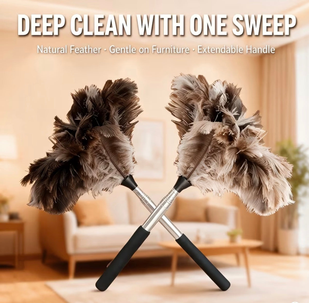 44 Inch Extendable Ostrich Feather Duster