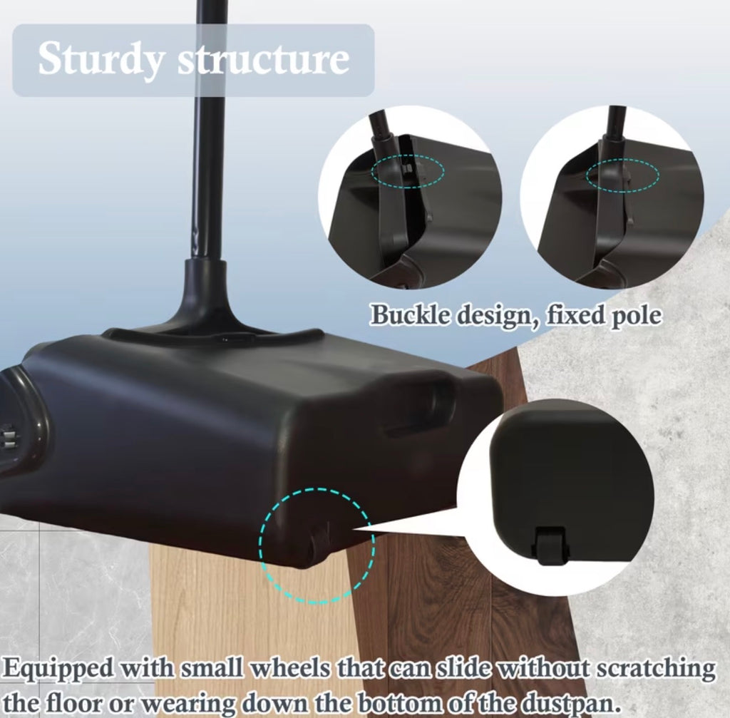 Heavy Duty Dustpan for Hard Floor, Long Handled UprightRotatable Foldable Dust Pan, for Home Kitchen Living Room Bedroom, Precision Edge & Hanging Hook, Durable Efficient Fast Cleaning