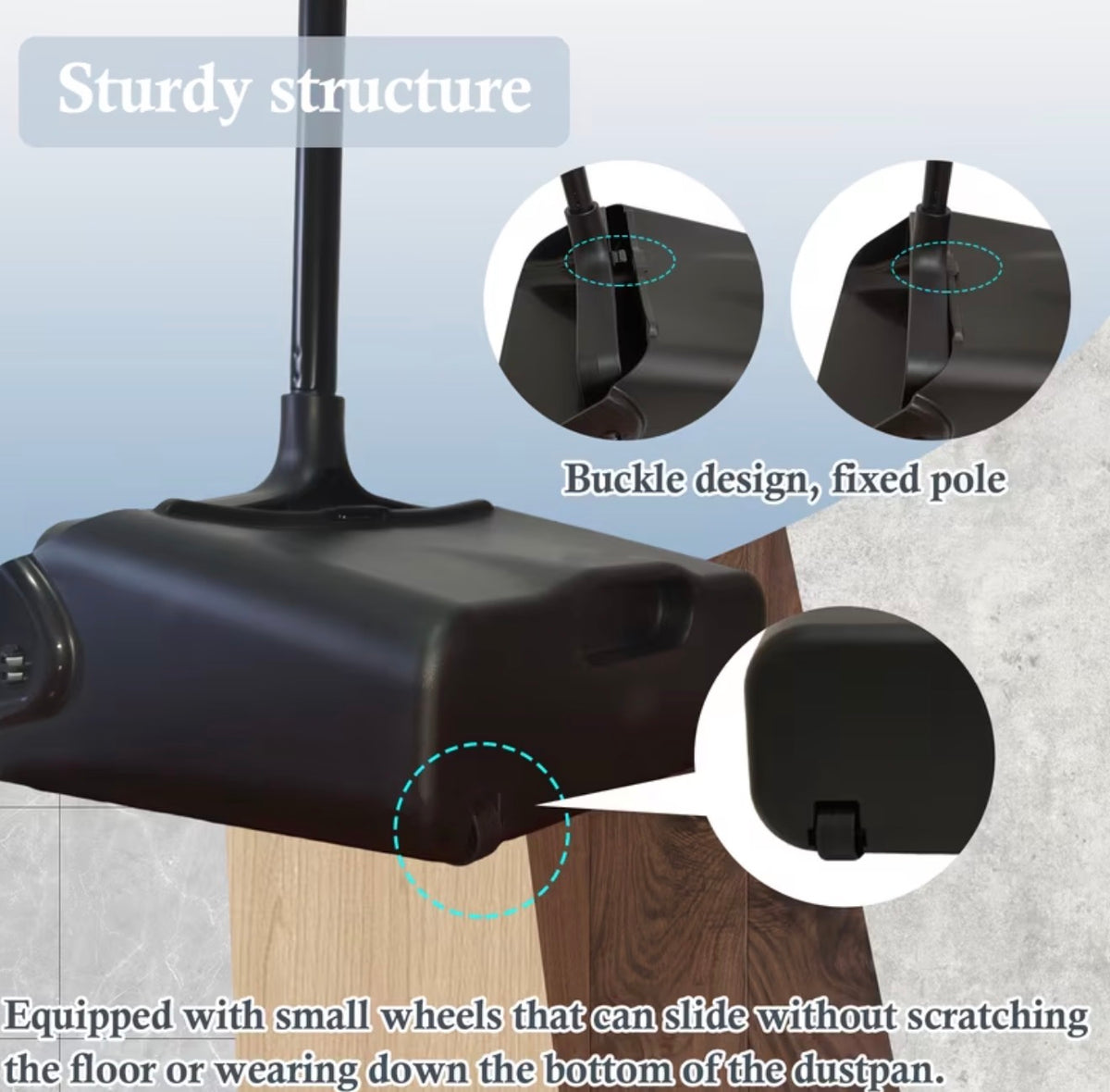 Heavy Duty Dustpan for Hard Floor, Long Handled UprightRotatable Foldable Dust Pan, for Home Kitchen Living Room Bedroom, Precision Edge & Hanging Hook, Durable Efficient Fast Cleaning