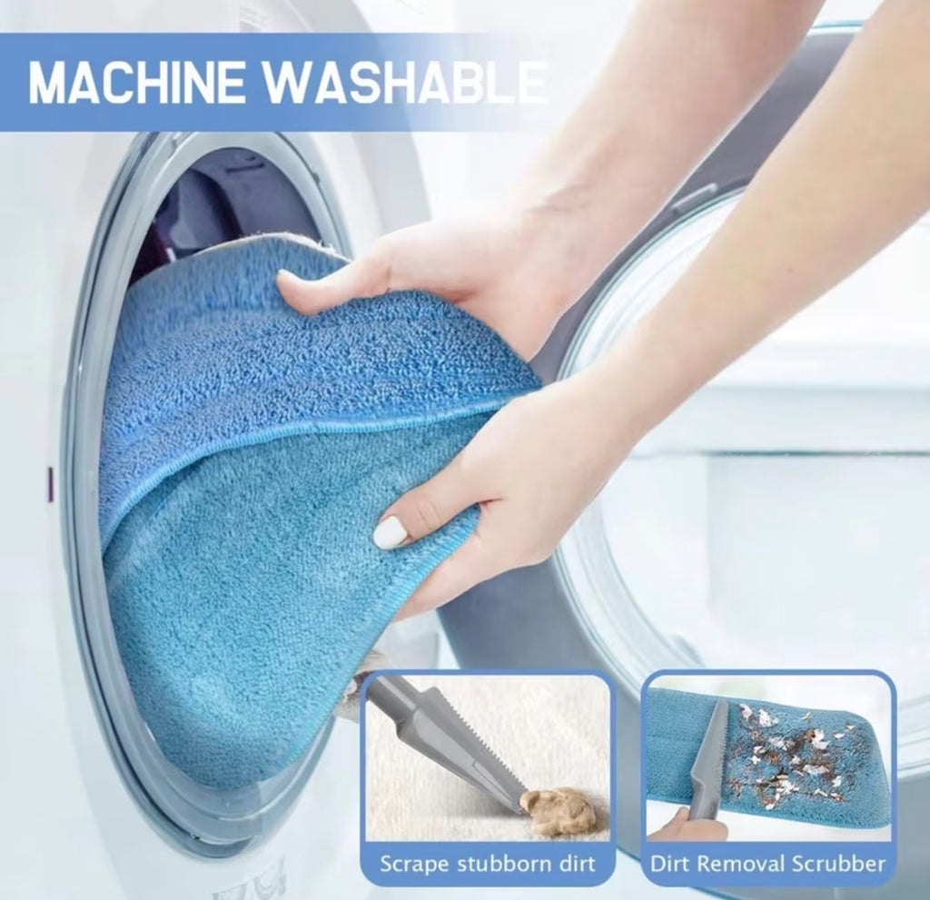 18" Professional Microfiber Flat Mop Cleaning System Stainless Steel 2 Reusable Washable Mop Pads for Hardwood Easy Swivel