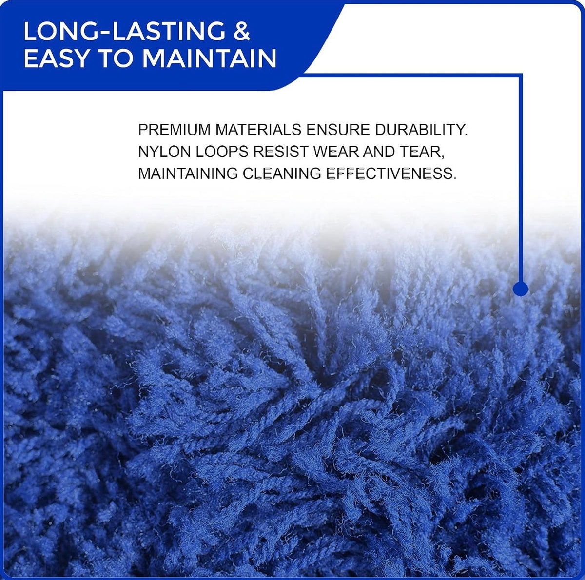 24" Premium Nylon Dust Mop with Wood Handle - Heavy Duty Mop Head for Industrial, Commercial, and Residential Cleaning - Dry Floor Duster for Hardwood Surfaces and Commercial - Blue