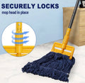 YEYEBEST Mop Handle Commercial Heavy Duty - 60 Inch Metal Commercial Mop Stick, Side Gate Mop Head Replacement Holder for Floor Cleaning, Clamp Mop Handle Quick Change for Wet Mop