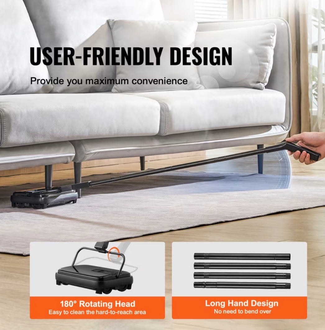 VEVOR Carpet Sweeper, 7.87 in Sweeping Paths, Floor Sweeper Manual Non Electric, 300 ml Dustbin Capacity with Comb for Home Office Rugs Hardwood Surfaces Wood Floors Laminate, Cleans Dust Pet Hair