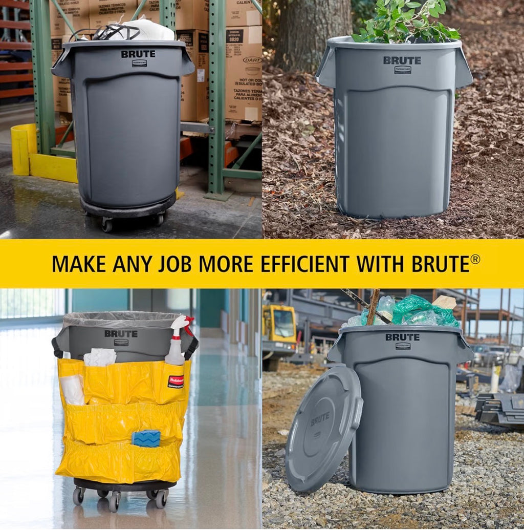 Rubbermaid Commercial Products BRUTE Heavy-Duty Round Trash/Garbage Container,Black, for Landscapers/Construction Sites/Restaurants/Back of House/Offices/Warehouses/Commercial Environments