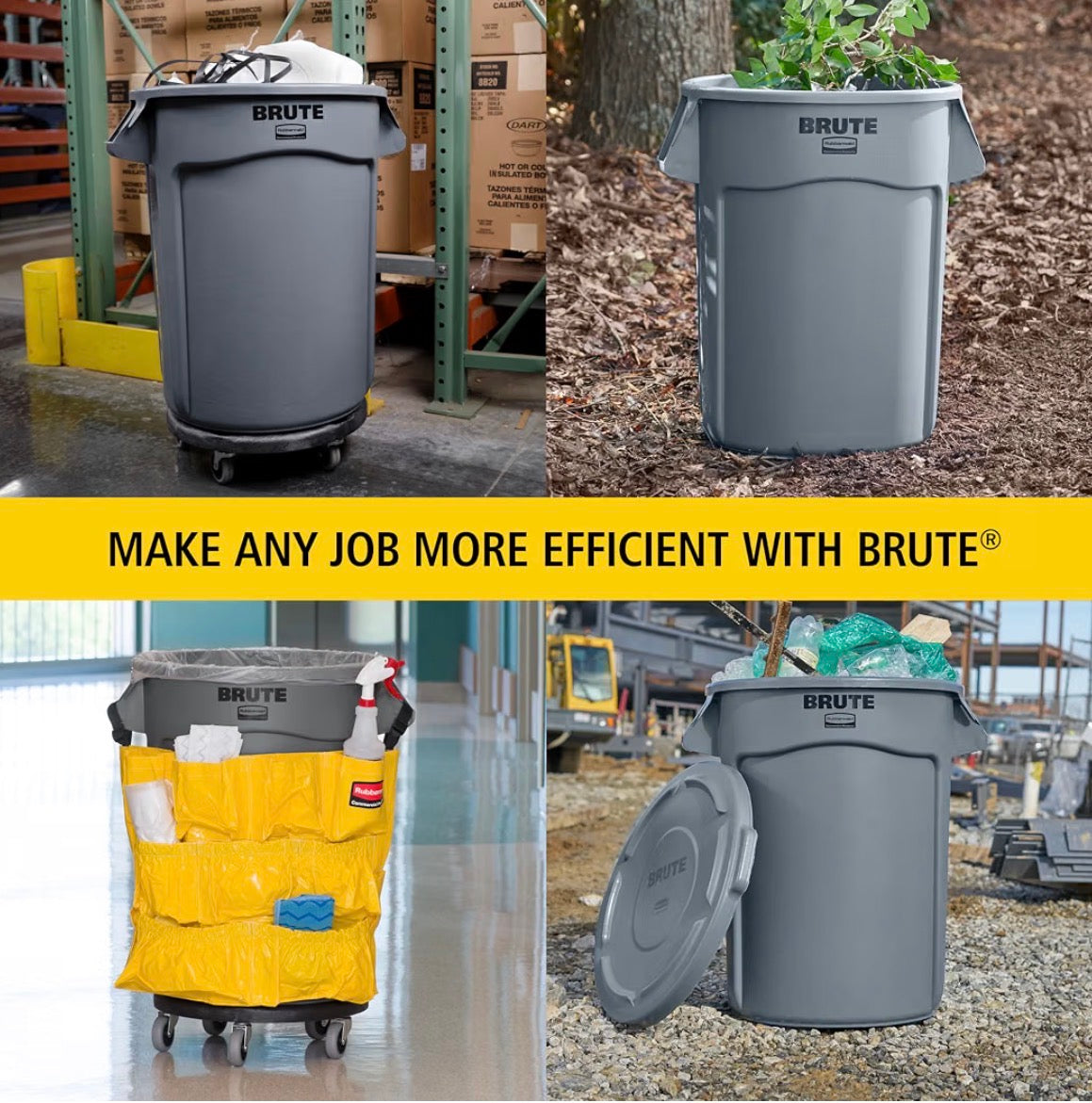 Rubbermaid Commercial Products BRUTE Heavy-Duty Round Trash/Garbage Container,Black, for Landscapers/Construction Sites/Restaurants/Back of House/Offices/Warehouses/Commercial Environments