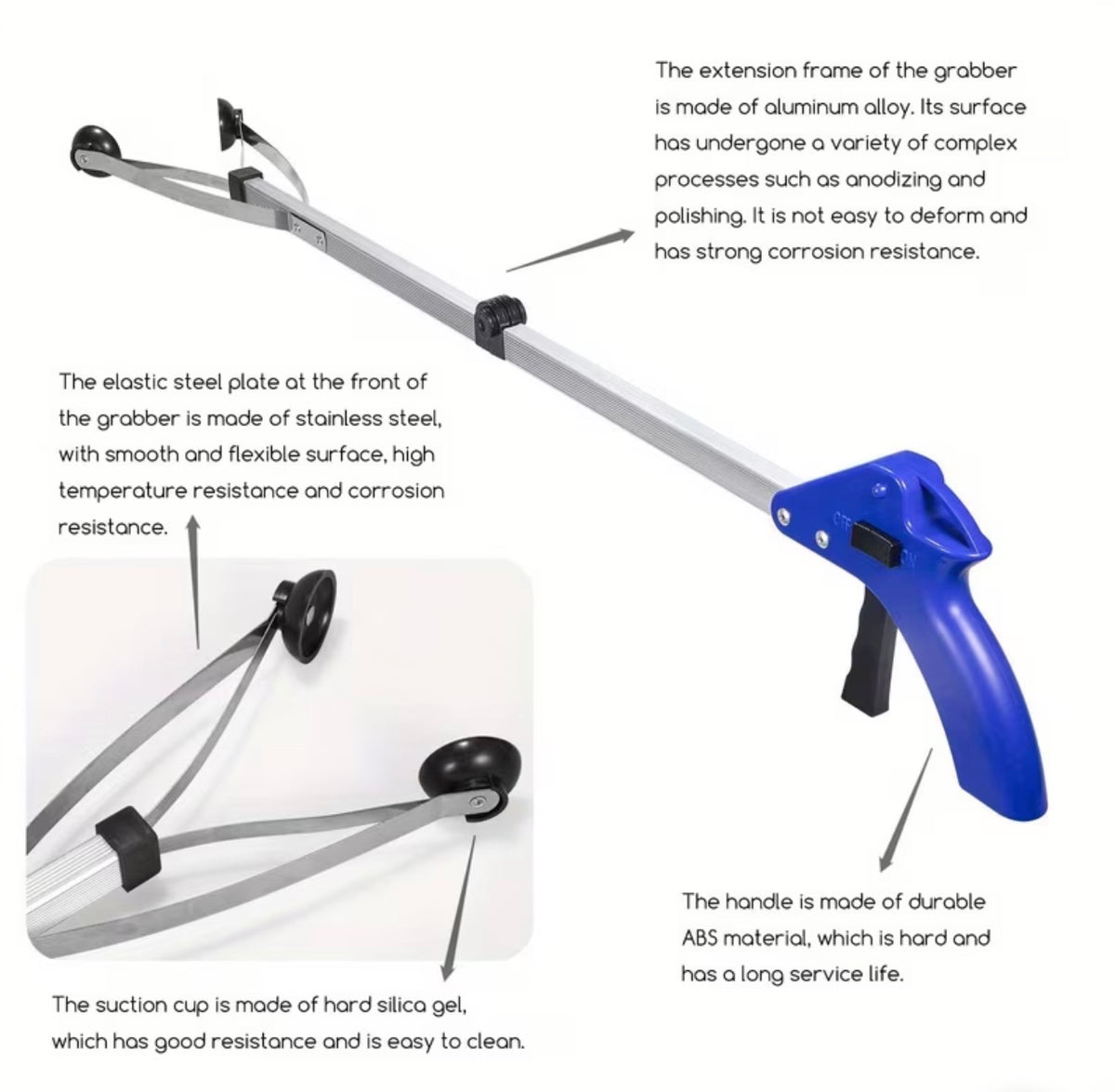 2 Pack Garbage Picking Tool 81cm/ 32Inch Long Hand Picker Aluminum Alloy Trash Grabber Reacher Easy Pick-Up and Trash Retrieval for Picking up Objects