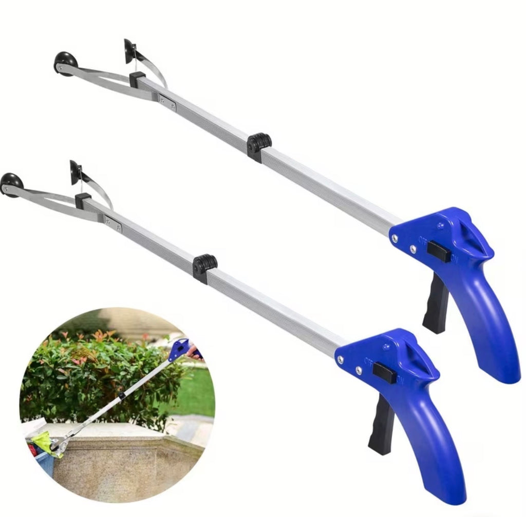2 Pack Garbage Picking Tool 81cm/ 32Inch Long Hand Picker Aluminum Alloy Trash Grabber Reacher Easy Pick-Up and Trash Retrieval for Picking up Objects