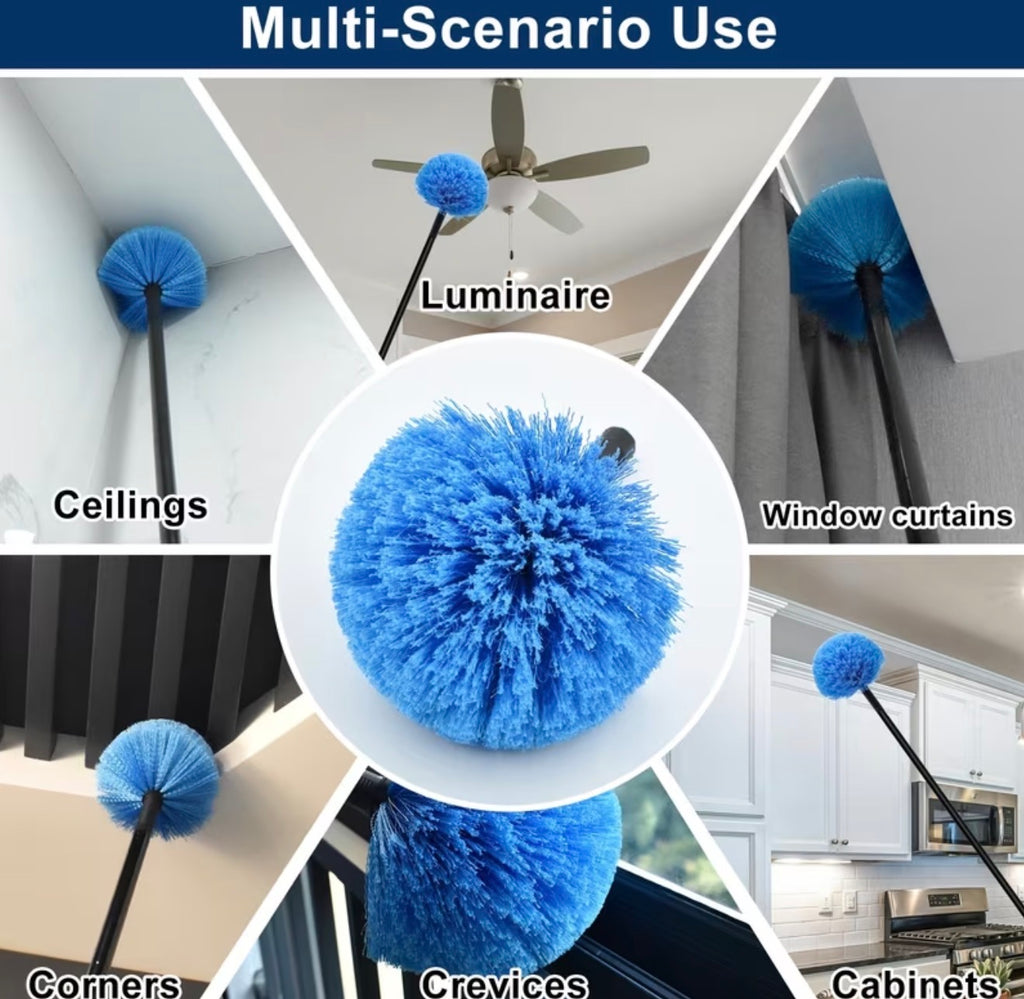 2pcs Cobweb Duster Head Brush-Twist-On Spider Web Brush for Outdoor & Indoor Web Cleaning, Fits Standard 3/4 Inch Threaded Poles, Reusable Brush Heads for Cleaning