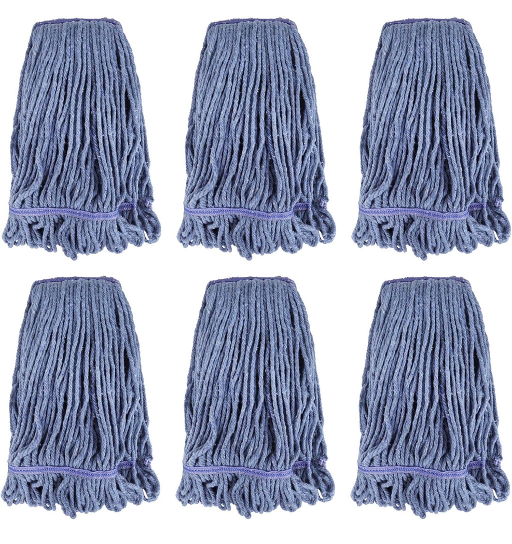 Commercial Heavy Duty Mop Heads Replacement: 6 Packs Industrial Wet Mop Head for Floor Cleaning - Commercial Products Looped End String Head Refills