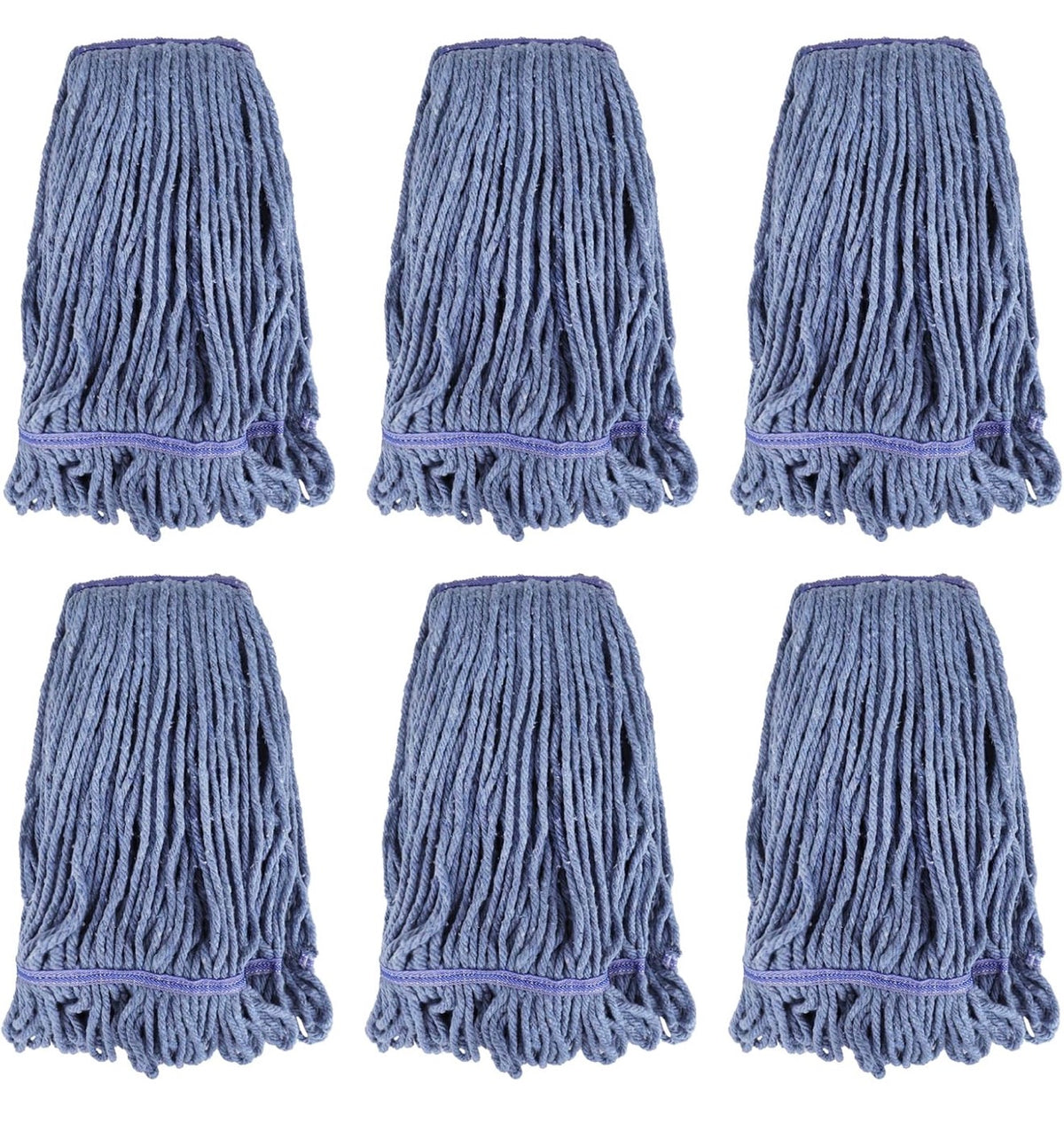 Commercial Heavy Duty Mop Heads Replacement: 6 Packs Industrial Wet Mop Head for Floor Cleaning - Commercial Products Looped End String Head Refills