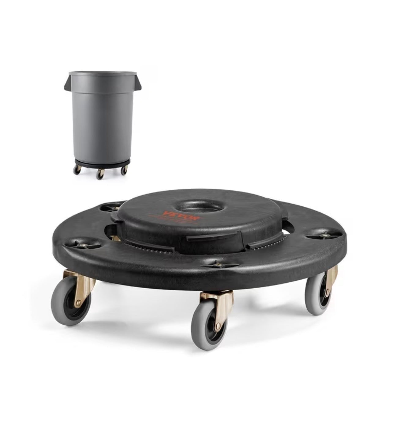 Round Trash Can Dolly Fit 20, 32, 44, 55 Gal Garbage Container