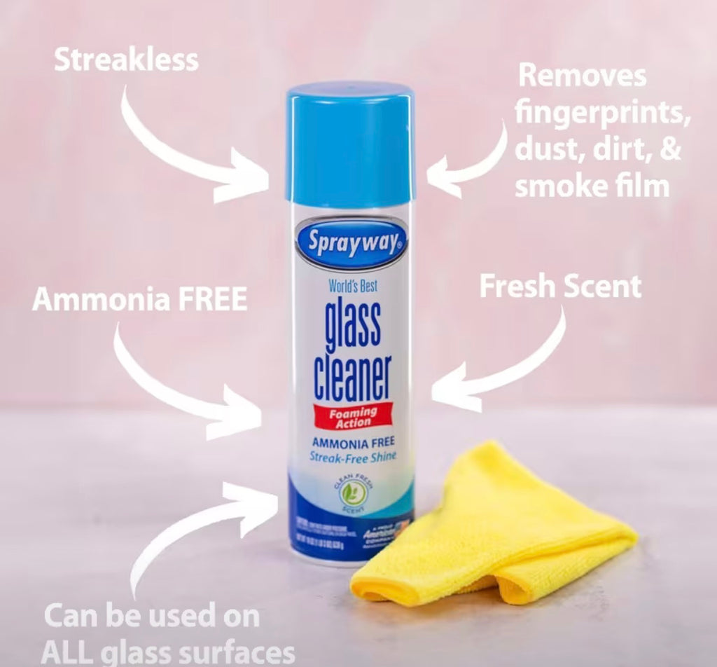 1 Sprayway Glass Cleaner Foam Action Cleaner 76 oz with Cleaning Cloth in Packaging