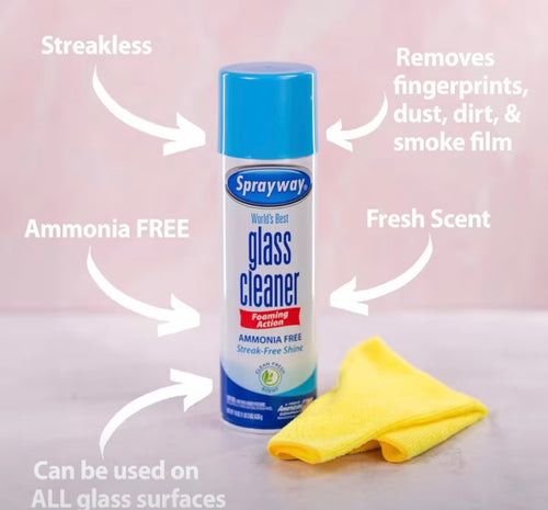 1 Sprayway Glass Cleaner Foam Action Cleaner 76 oz with Cleaning Cloth in Packaging