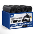 100pc HEAVY DUTY Black Disposable Large Garbage Bag for Trash Cans, Super Strong 65 Gallon. Durable and Leak-Proof