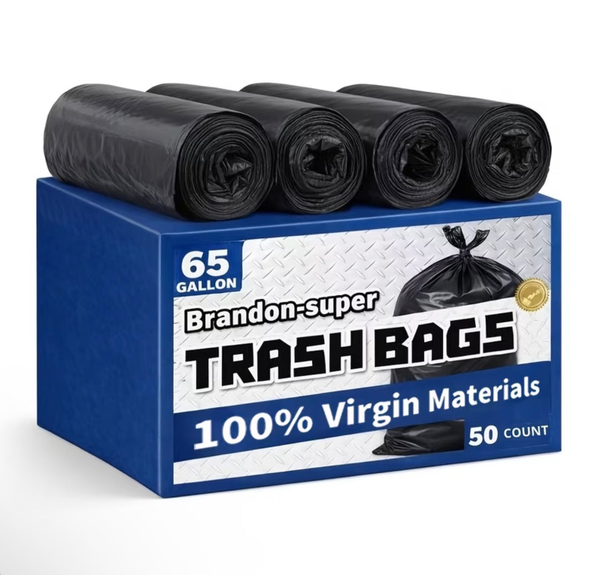 100pc HEAVY DUTY Black Disposable Large Garbage Bag for Trash Cans, Super Strong 65 Gallon. Durable and Leak-Proof